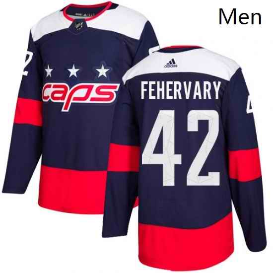 Mens Adidas Washington Capitals 42 Martin Fehervary Authentic Navy Blue 2018 Stadium Series NHL Jersey